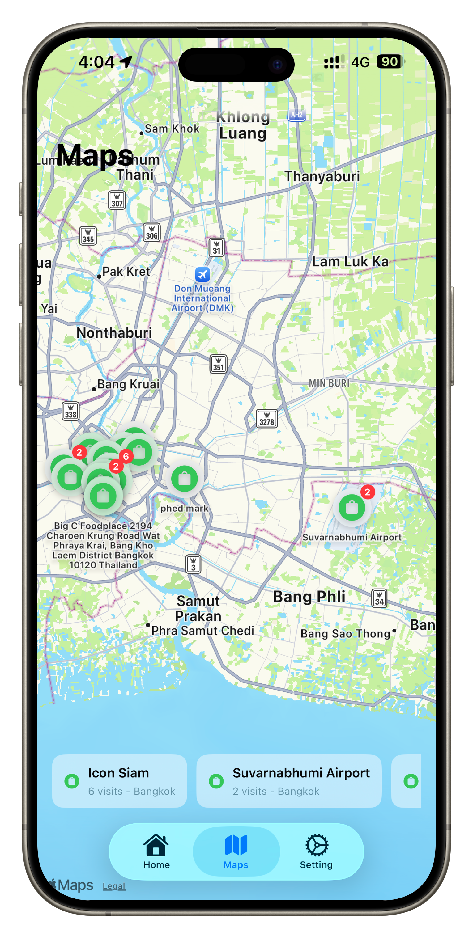 Rancang visited place map screenshot showing trip footprints.